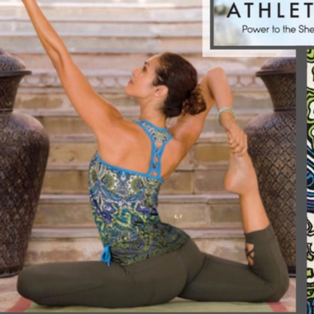 Athleta Tic Tac Toe Paisley Tank Top Green